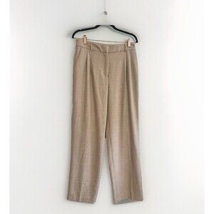 House of Harlow 1960 Womens Pants Size 8 Beige Textured Pleated Straight Leg